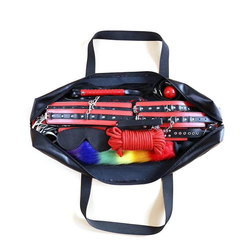 Large Capacity Storage Bag for Sex Products Leather Handbags Adult Games Valise Handcuffs Adult Sex Toys