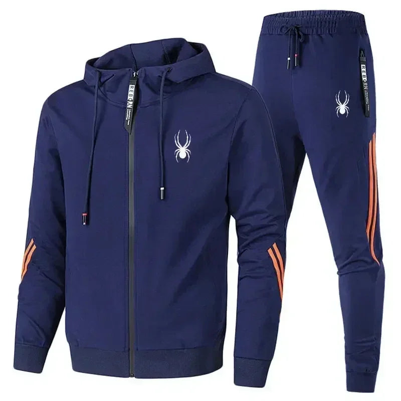 Spring /Autumn Running Breathable and Fashionable Fitness Set for Men a Two-piece Casual Zipper Jacket and Sport Pants Outerwear