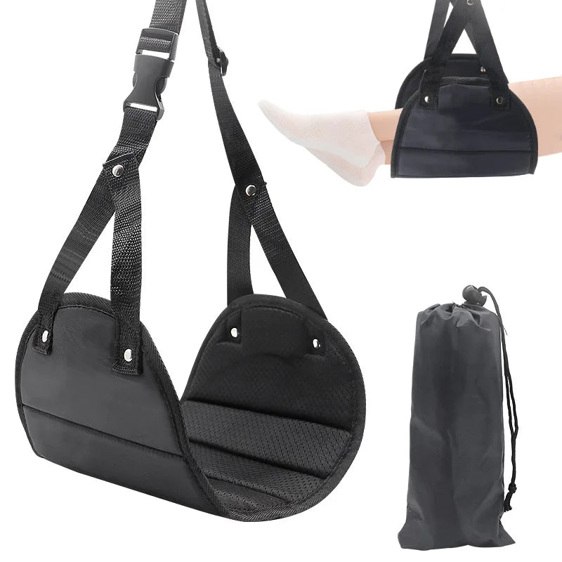 New Airplane Footrest With Adjustable Strap, Portable Hammock Leg Rest, Perfect Travel Accessories