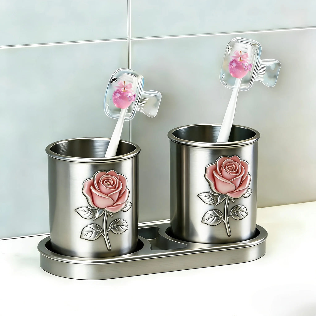 2pcs Beautiful Pink Apple Toothbrush Case Portable Dustproof Odorless Toothbrush Holder with Ventilation Holes Gifts For Family