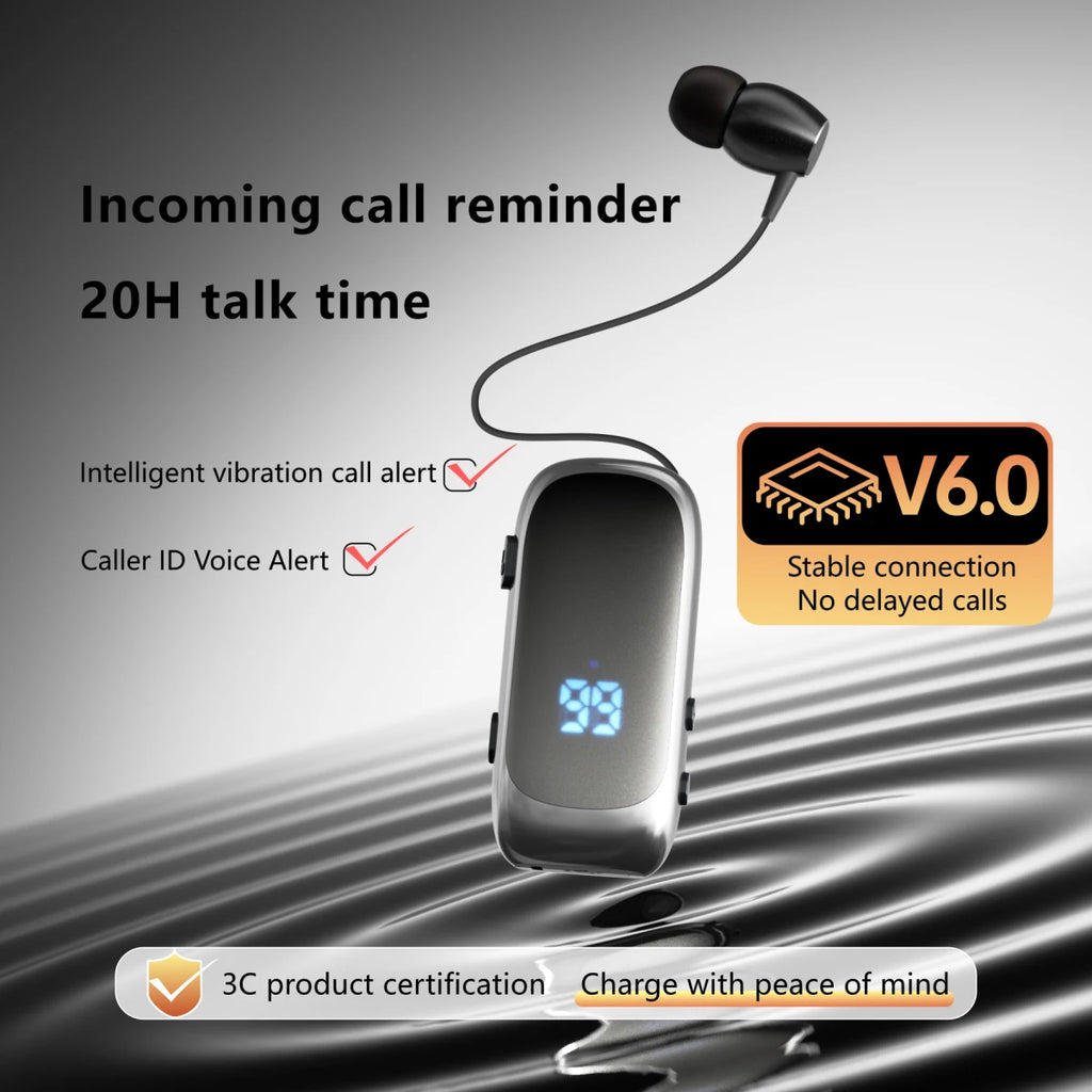 2026 K88pro Hebrew V6.0 Bluetooth Clip on Headset Mini Business Headphones Wireless Earphone Lotus Earbud Handsfree 20H Working