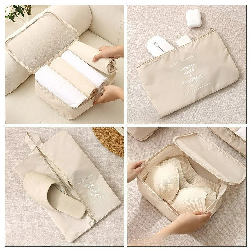 Clothing Storage Bag Travel Supplies Sub Packaging Bag Multifunctional Luggage Sorting Bag 7-piece Set Folding Storage Bag