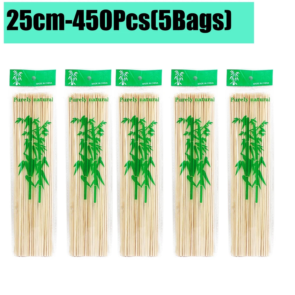 90-1350Pcs Disposable BBQ Bamboo Sticks 15/20/25/30cm for Grilling, Fruit, Kabob,BBQ, Barbecue, Kitchen, Camping, Outdoor
