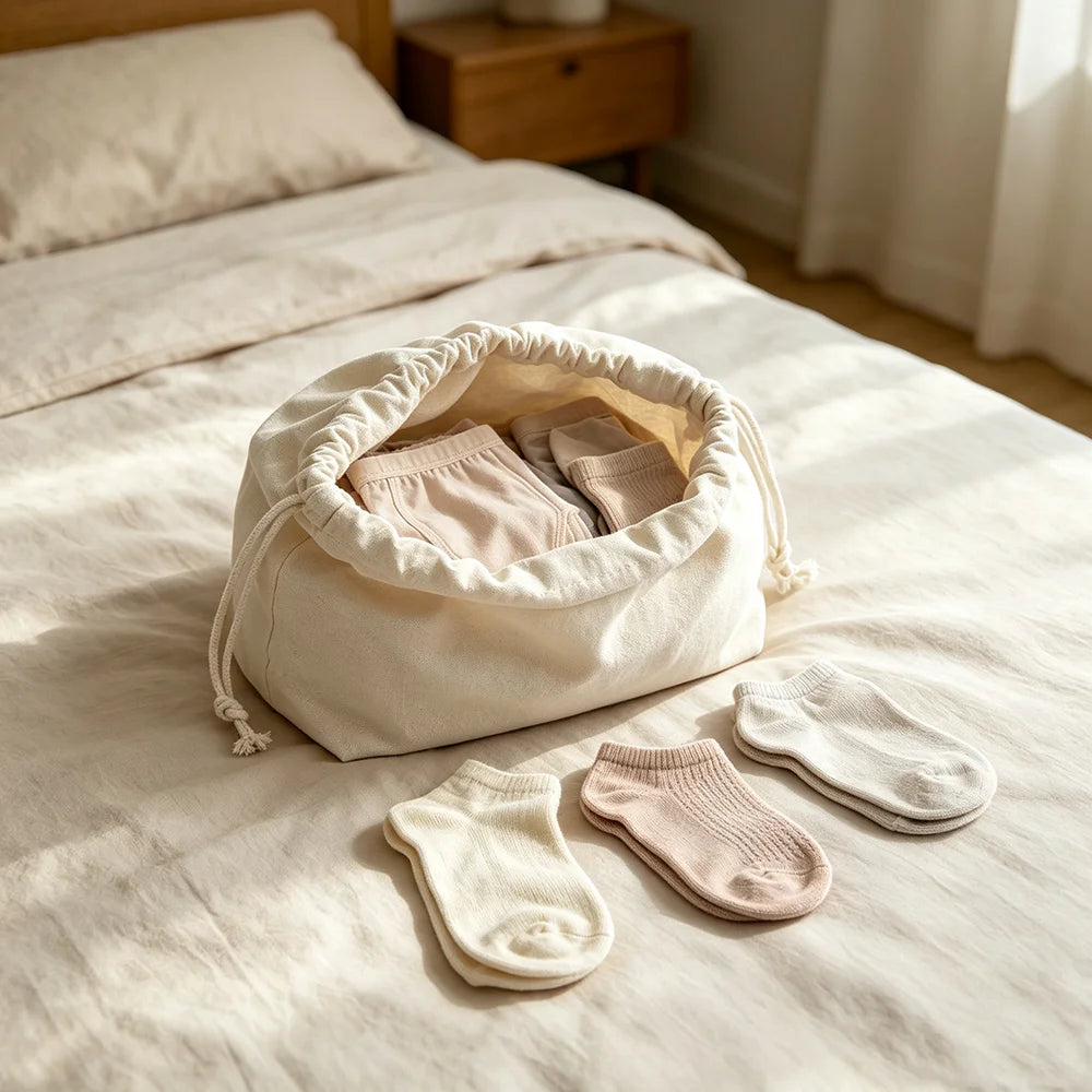 1PC Beige Double Drawstring Storage Bag - A Casual Accessory and Cosmetics Home Sundries Organizer Bag with Secure Closure