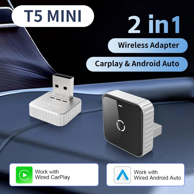 Universal Wired To Wireless CarPlay Android Auto Adapter USB Plug-and-Play Stable Signal Auto Pair Work For Most Original