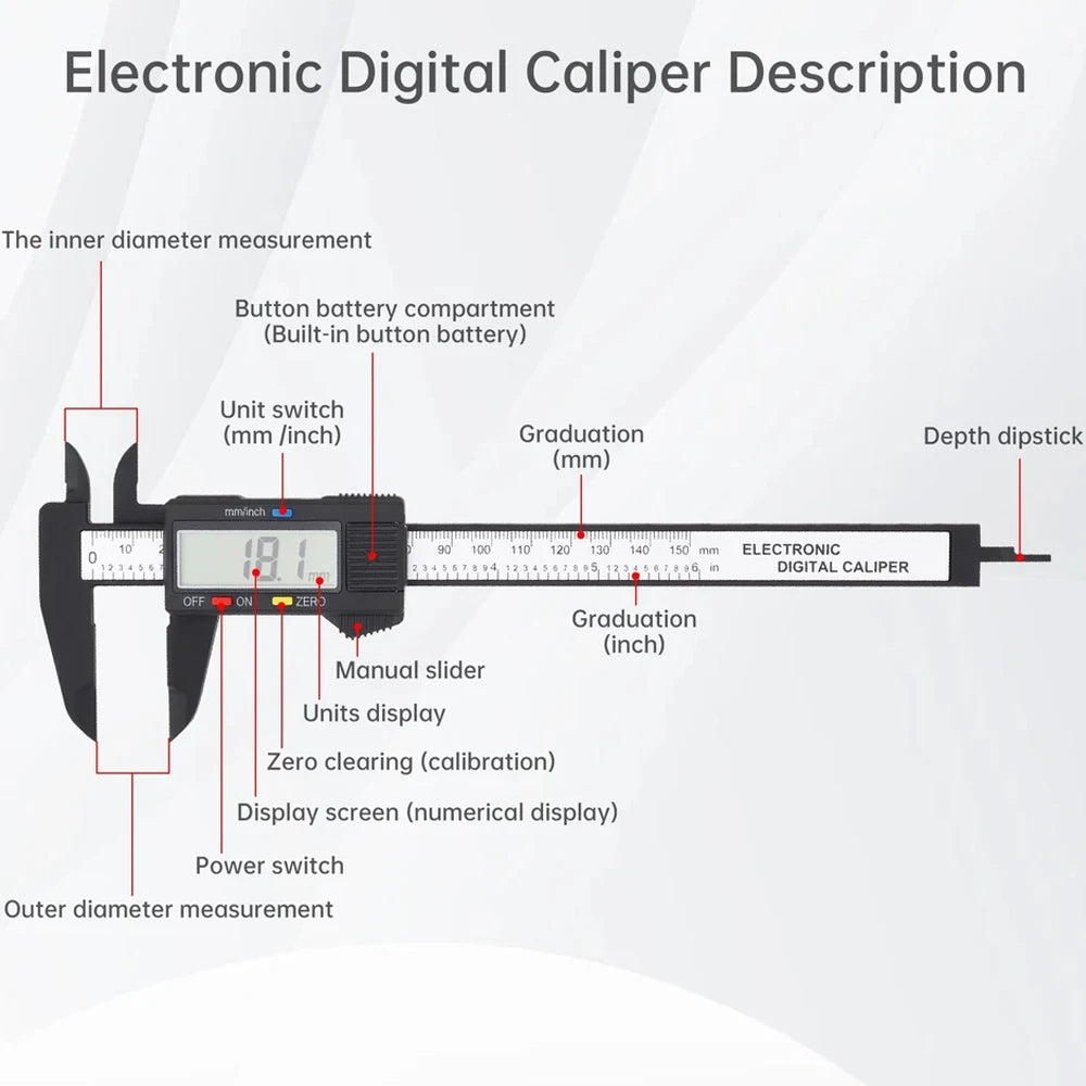 1PC Mini Plastic/Vernier Caliper. Display Caliper Student Vernier Scale 0 to 150mm Measuring Tool. Plastic Caliper