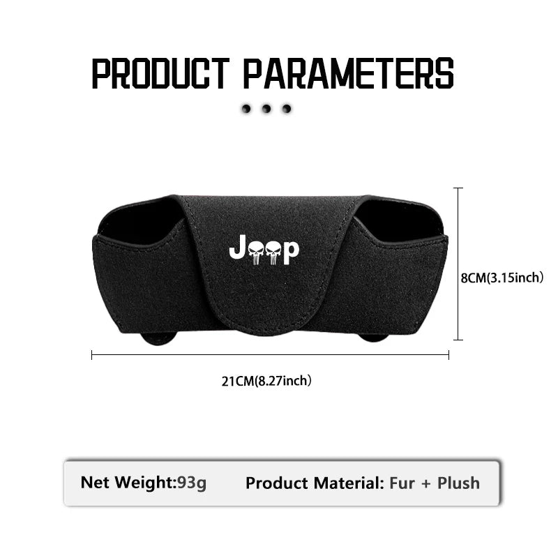 For Jeep Car Styling Sun Visor Glasses Storage Box Suede Sunglasses Case Accessories Renegade Compass Cherokee Wrangler Patriot