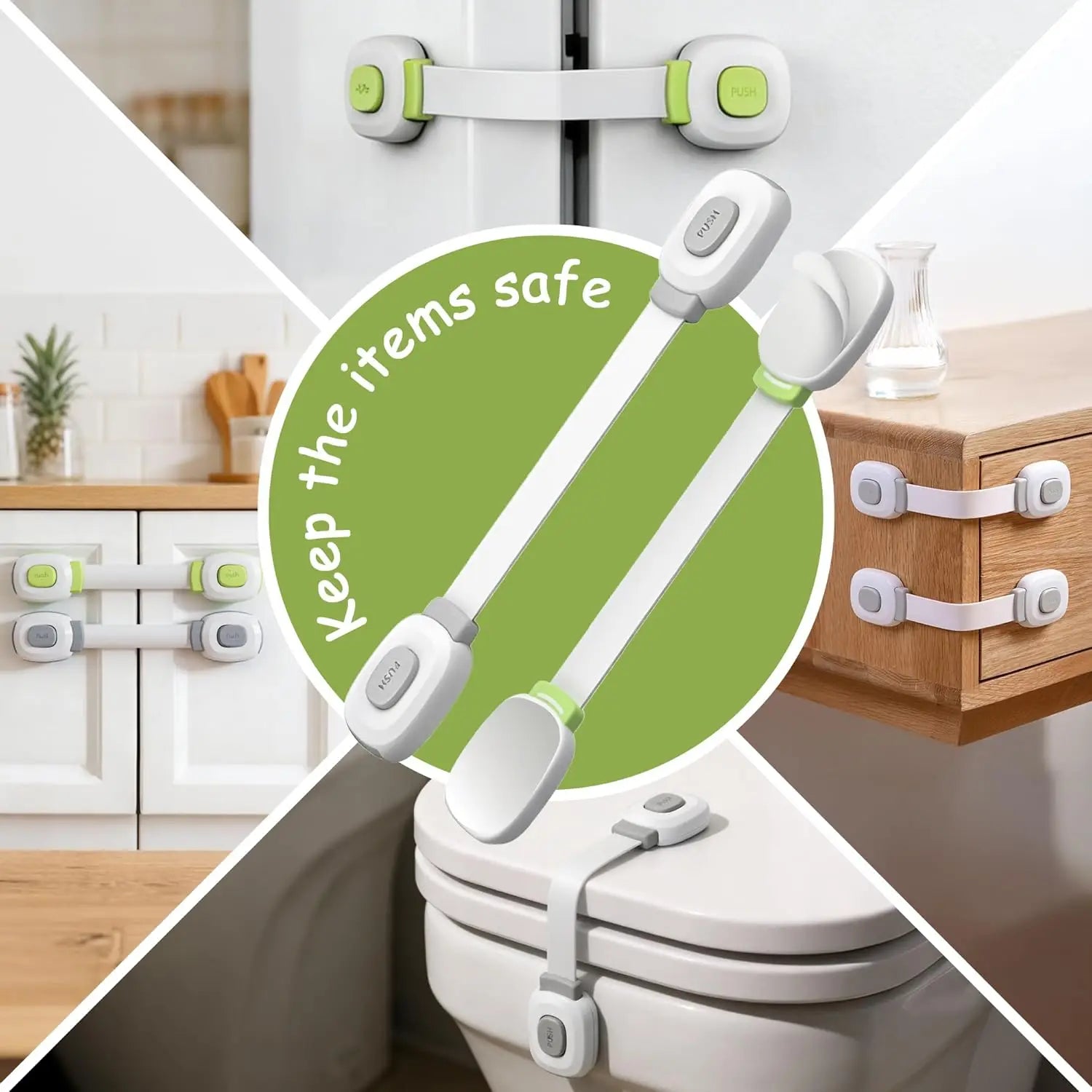 RV Cabinet Door Lock No Drill Adhesive For Fridge Toilet Oven Furniture Kitchen Caravan Motorhome Furniture Door Safety Lock