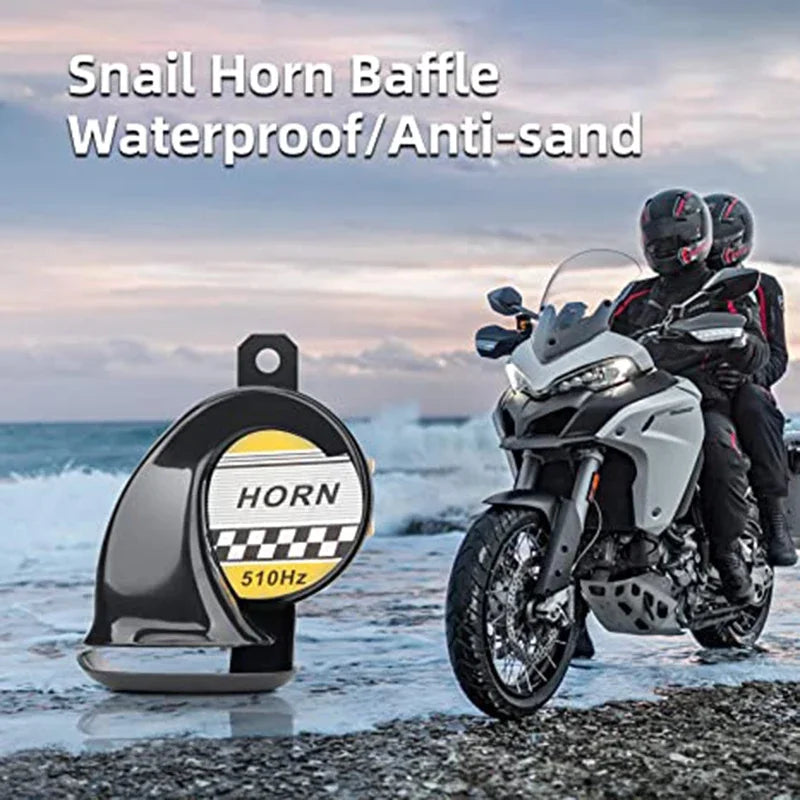 Universal 12V Motocycle Horn Snail Siren 130DB High Tone 510HZ Waterproof Electric Air Horn for Motorcycle Auto Car Scooter
