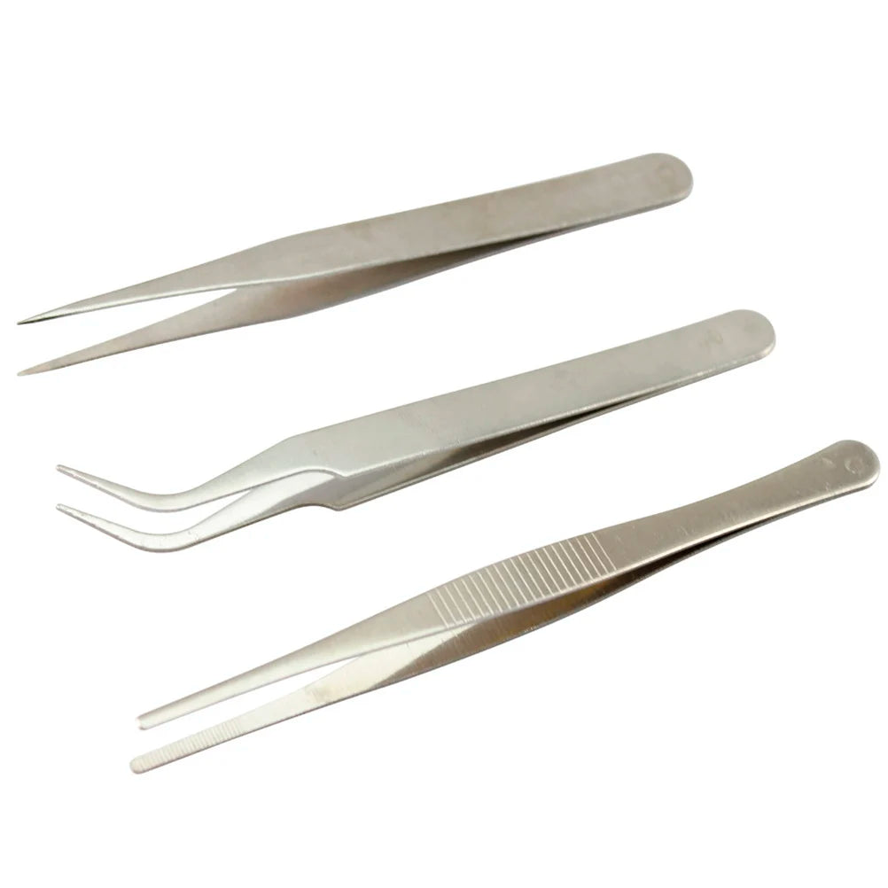 High Quality 3pcs Repair Precision Assembly Set Tool Stainless Steel Electronic Tweezers