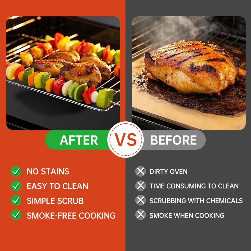 Copper Grill Mats for Outdoor Grill 60*40cm Cooking Grill Sheet Heat Resistance Kitchen BBQ Tool Reusable Easy to Clean Barbecue