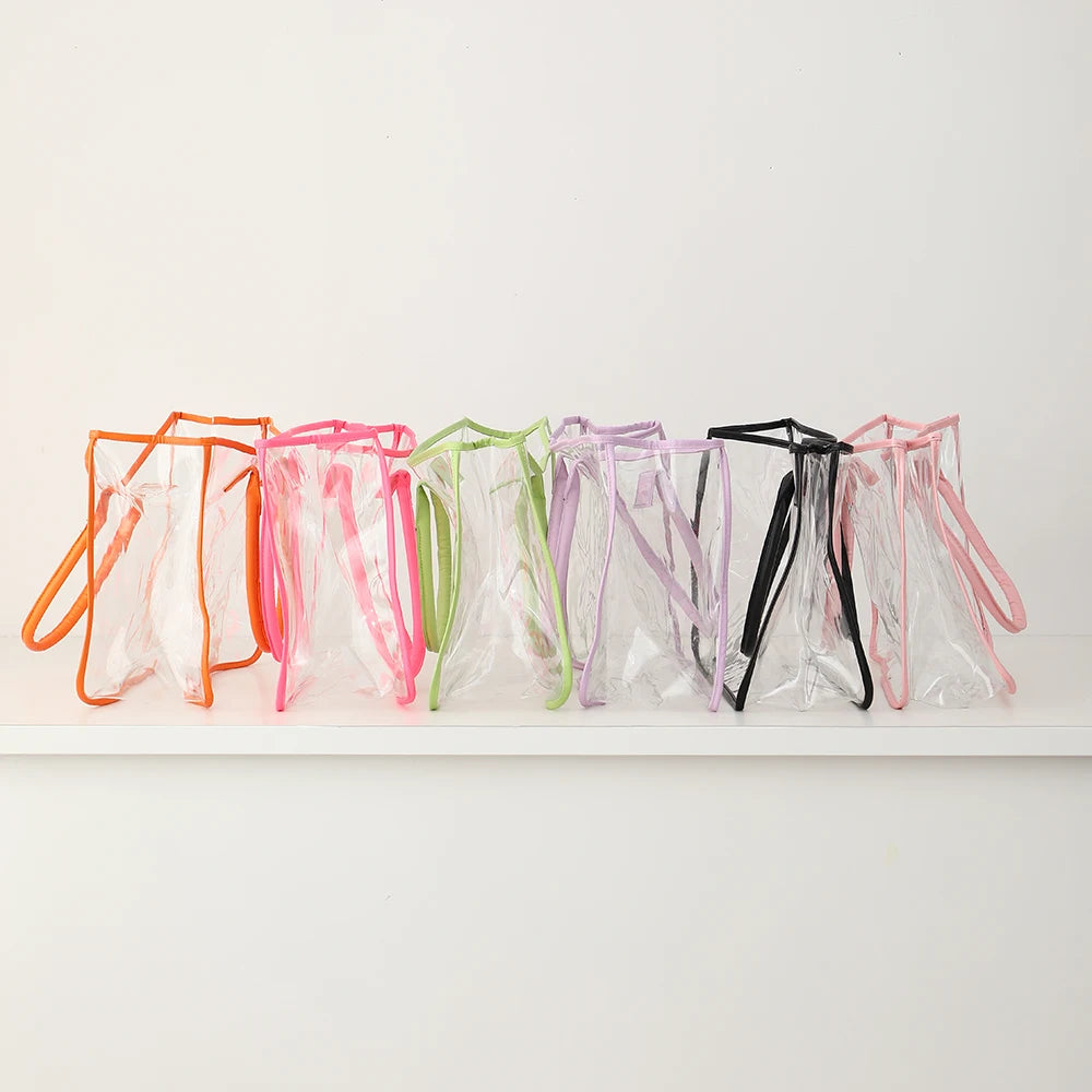 Clear Beach Bag for Women Waterproof PVC Tote Large Capacity See-Through Travel Bag for Pool Gym Essentials Beach Towel Storage