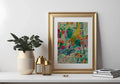 Woman Reading by the Window Poster, Cozy Book Lover Wall Art, Warm Yellow Interior Painting, Modern Impressionist Home Decor