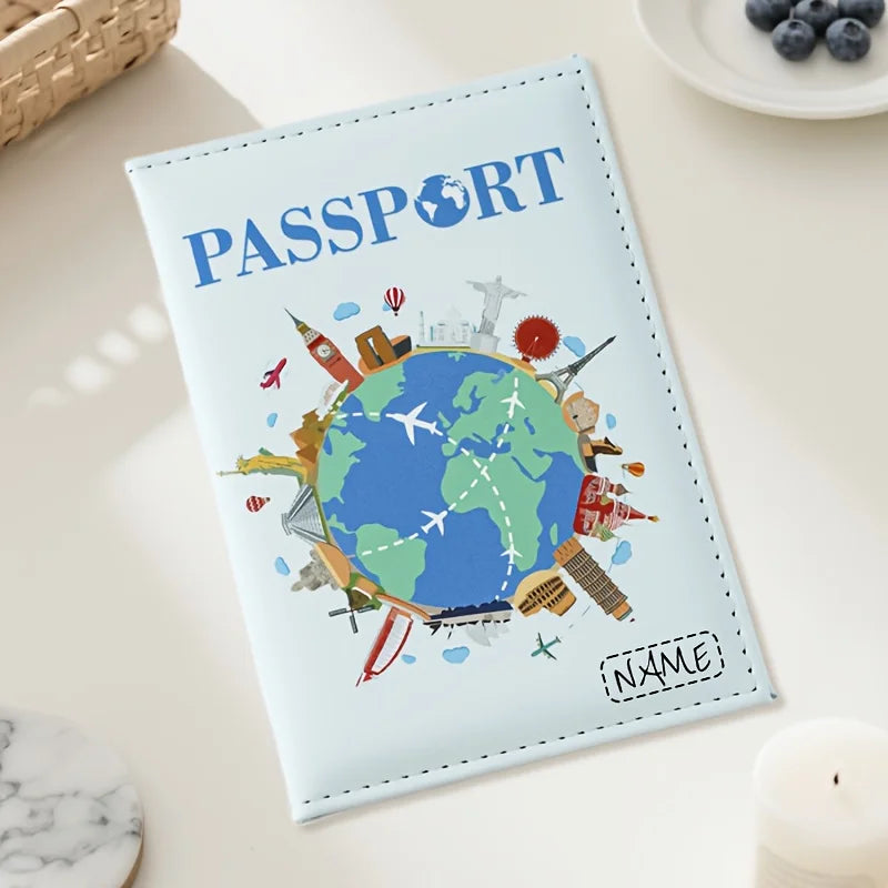 Custom Passport Holder, Premium Synthetic Passport Wallet - Compact And Foldable, Travel Wallet Featuring a World Map Design