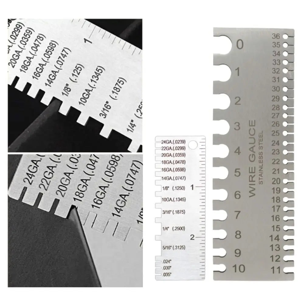 0-36 Round AWG SWG Wire Gauge Thickness Ruler Gauge Diameter Stainless Steel Measurer Tool