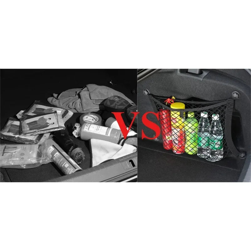 1pc 45 * 25cm Car Trunk Screw Fixed Side Mesh Pocket Strong Elasticity Storage Flat Net  Practical Side Edging Refit Interior CN