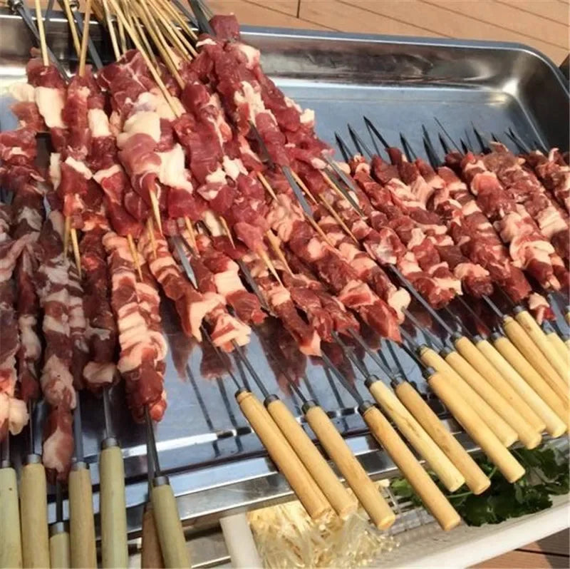 bbq needle with Meat Grill Skewer Barbecue Grill Needle Box Safety Meat bbq tools String Shish Beef Mutton Kebab Skewers maker