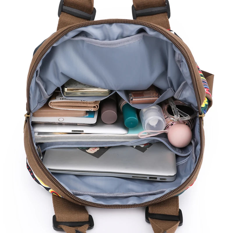 Fashion Designer Backpacks Female Canvas Rucksack Women Large Bagpack Travel Bags Big School Backpack for Students Shoulder Bag