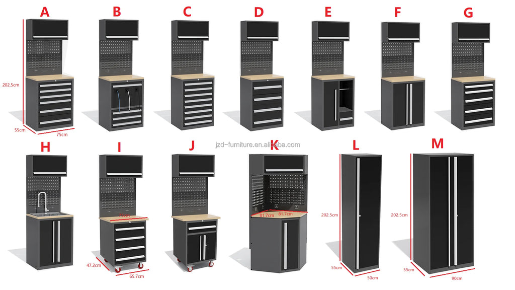 Multi-Purpose Workshop Garage Storage for Heavy-Duty Workbenches, Modular Workstations, and Workshop Tool Cabinets