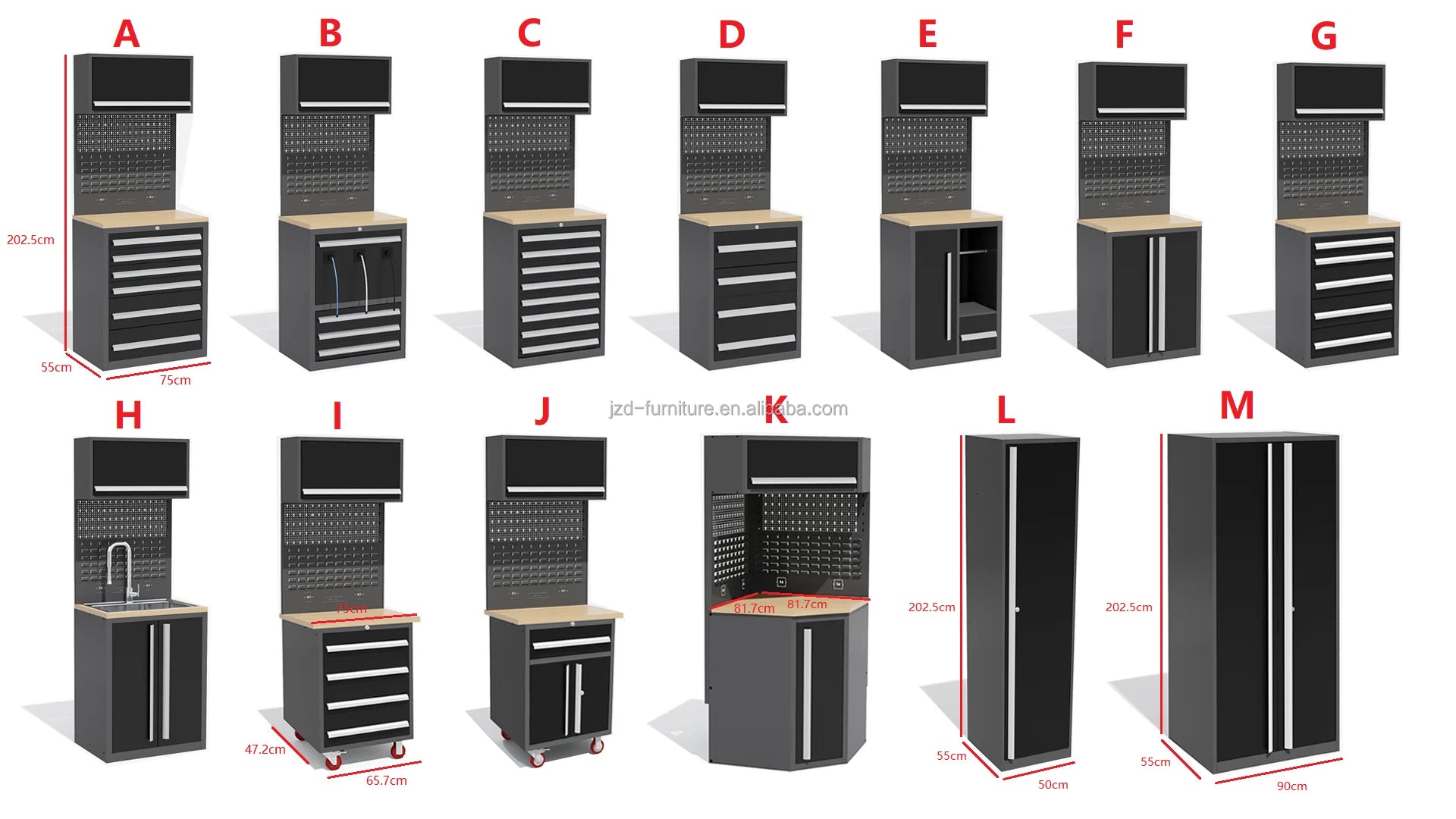 Multi-Purpose Workshop Garage Storage for Heavy-Duty Workbenches, Modular Workstations, and Workshop Tool Cabinets