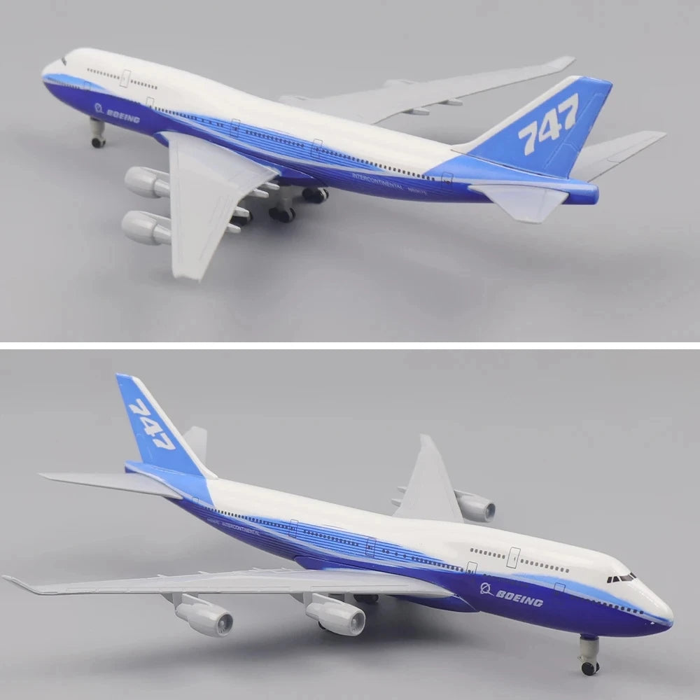 20CM Original B747 Aircraft Model Replica Alloy Material Souvenir Plane Gift with Wheel Base Collectible for Aviation Enthusiast