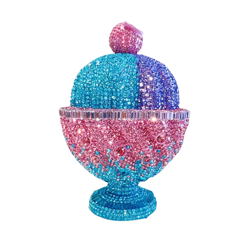 Sparkly Full Crystal Ice Cream Cup Clutch Bag Luxury Women Evening Handbag Crossbody Purse for Party Wedding Cocktail Events