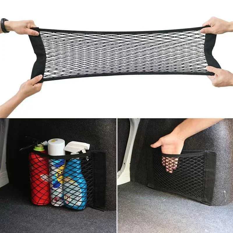 Car Trunk Double-layer Mesh Pocket Storage Mesh Bag Car Back Rear Trunk Organizer Vehicle Supplies