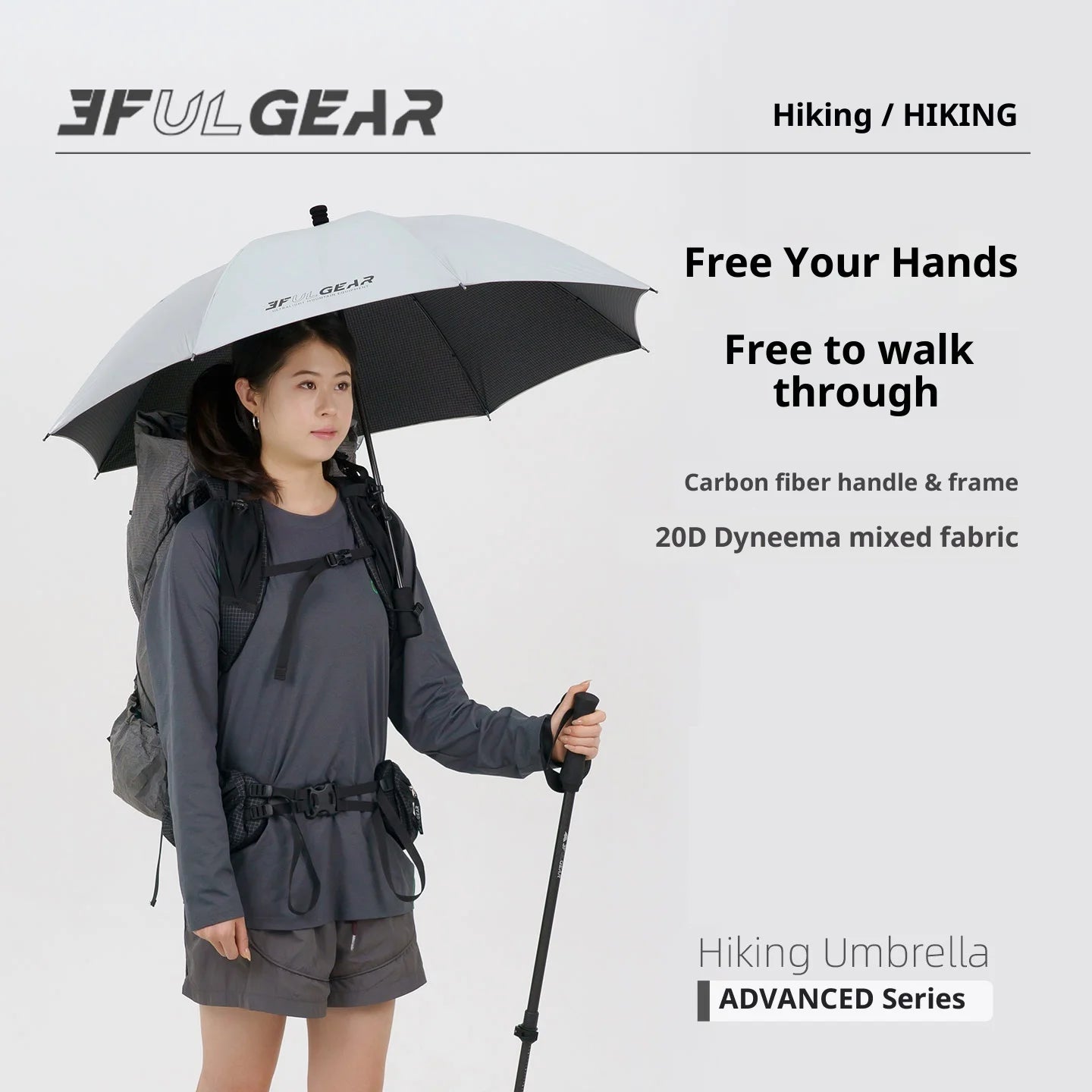 3F UL GEAR Ultra Light Hiking Umbrella, Rain and Rain Dual-use Hiking Sunscreen Umbrella