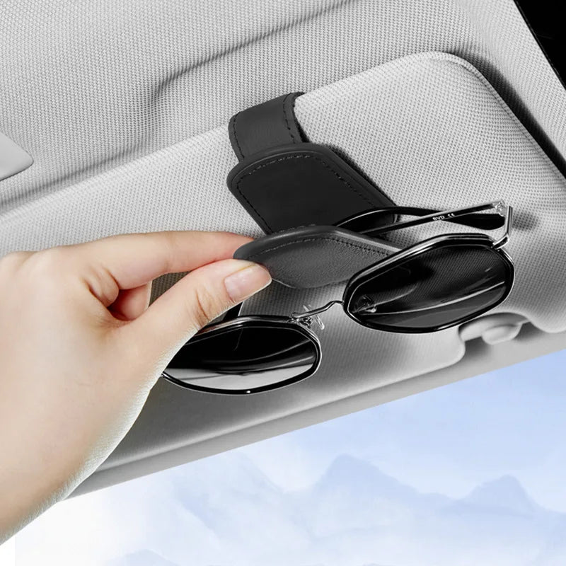 1Pcs Sunglasses Holder Is Suitable for Car Sunshades - Magnetic Leather Sunglasses Clip and Ticket Clip - Car Sunshade Accessori