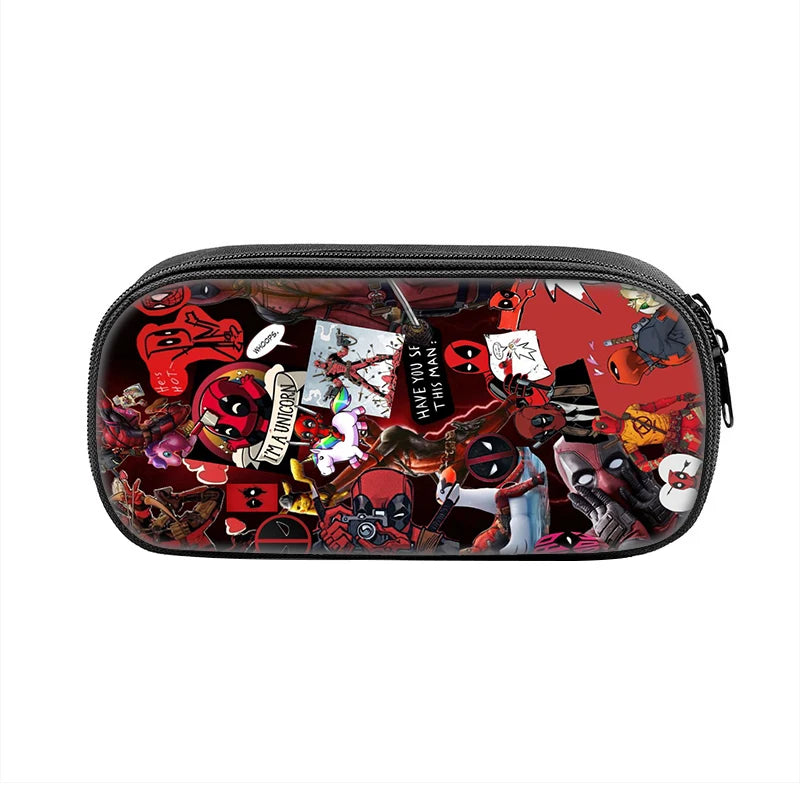 Popular Movies Deadpool Pencil Cases Fun Cartoon Anime Pen Box Bag for Student Big Capacity School Supplies Zipper Pencilcases