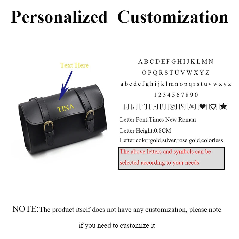 Free name print PU Leather Mountain Front Electric Folding Bike Bag Men and Women Exclusive Outdoor Cycling Bicycle Accessories