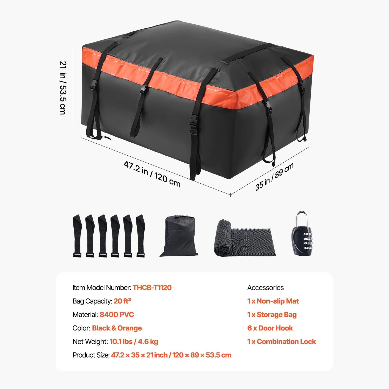 SucceBuy Car Rooftop Cargo Carrier Bag 20/23 Cubic Feet Roof Cargo Carrier 840D PVC Waterproof Car Roof Luggage Bag for  Vehicle
