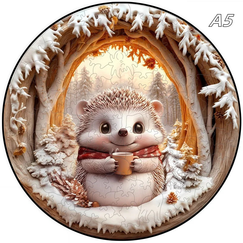 3D Mushroom Village Wooden Jigsaw Puzzle Montessori Games Puzzles Animal Toy for Adults Kids Exquisite Pattern Birthday Gift