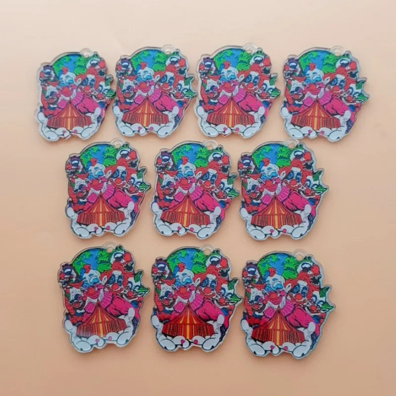 10pcs acrylic cartoon clown pendant, DIY jewelry accessories, jewelry making earrings, necklaces, keychains