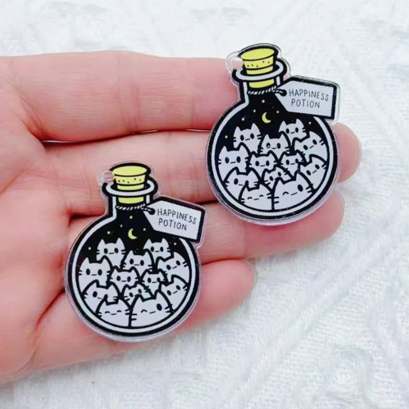 10pcs Halloween cartoon character charm creative acrylic pendant keychain necklace jewelry DIY ornaments hanging accessories