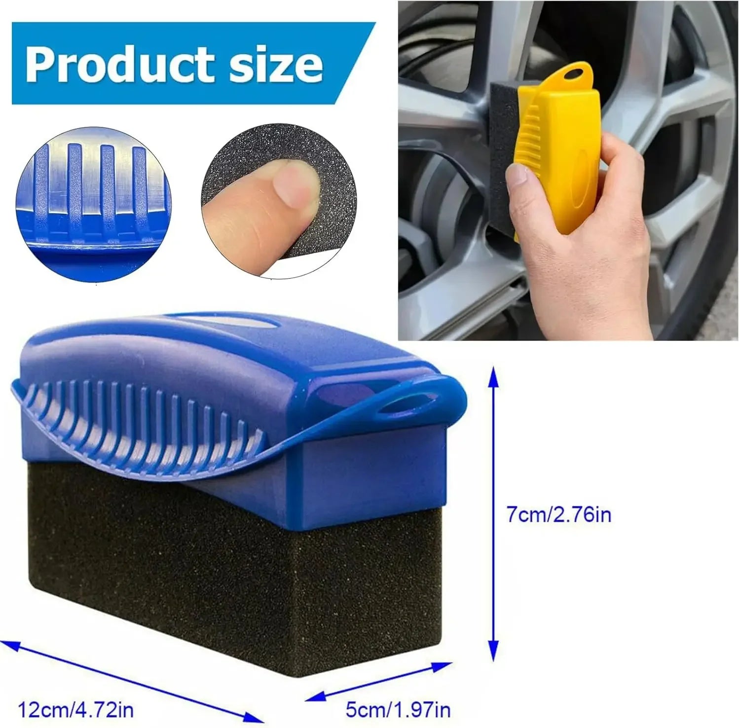 Car Wheel Polishing Waxing Sponge Brush ABS Car Tire Washing Cleaning Brushes Contour Detailing Dressing Applicator Pad