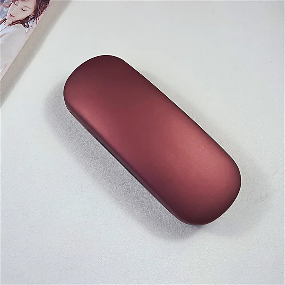 Unisex Hard Glasses Box for Men Women Reading Myopia Glasses Protector Case PU Leather Solid Color Fashion Eyewear Accessories