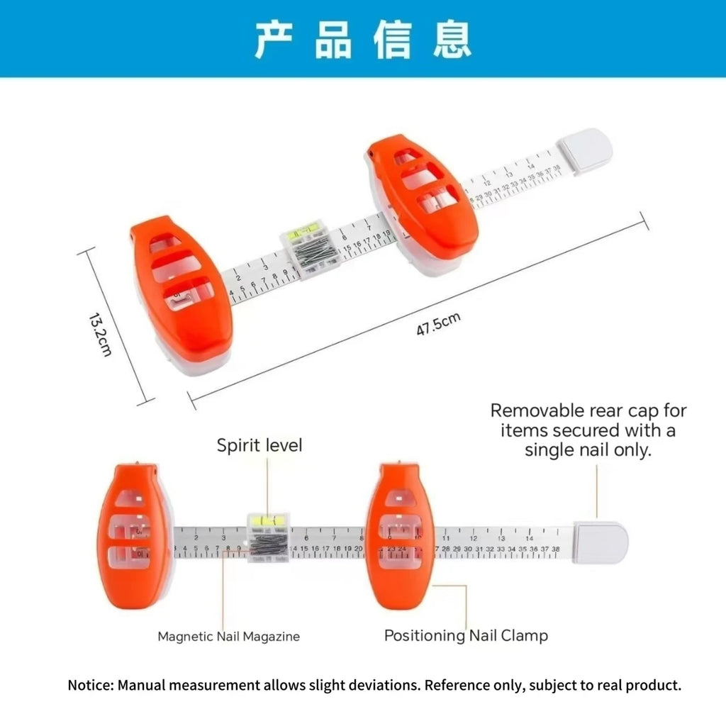 Versatile Picture Hanging Level Ruler Tool Frame Positioning Balance Wall Decor Angle Measuring Tool for Hole Marking