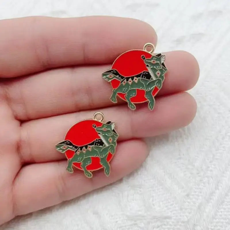 10pcs cartoon oil bird bat rabbit fox animal pendant pendant DIY necklace earrings bracelet accessories