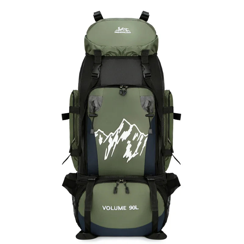 90L Outdoor Mountaineering Backpack Large Capacity Sports Bag Waterproof Hiking Travel Bag Optional Reflective Strip Backpack