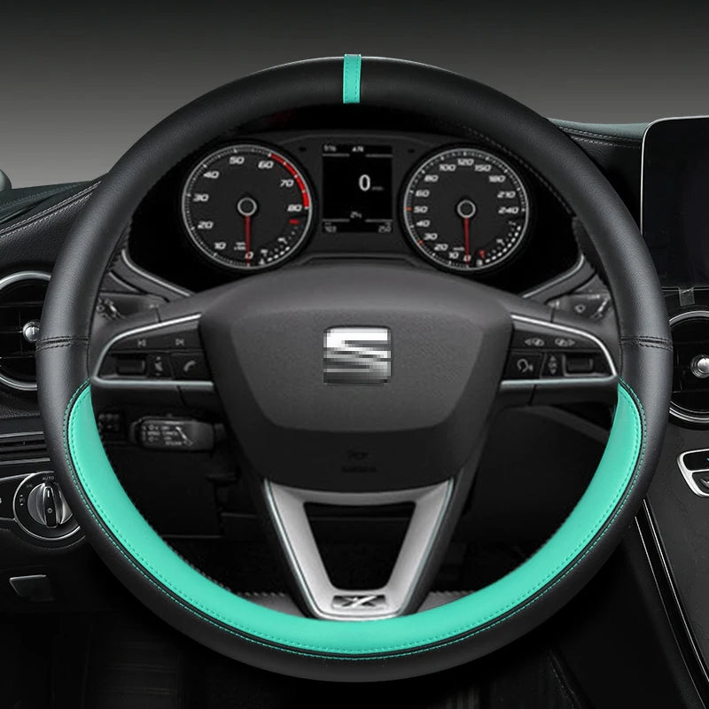 Microfiber Leather Car Steering Wheel Cover Non-Slip 38cm For Seat Tarraco Arona Ateca Ibiza Toledo Mii Leon Arosa Exeo ST FR
