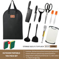 Professional barbecue Set Portable Travel Utensils Set of 10 Pieces Outdoor Kitchen Kitchenware for Backpack BBQ Camping Picnic