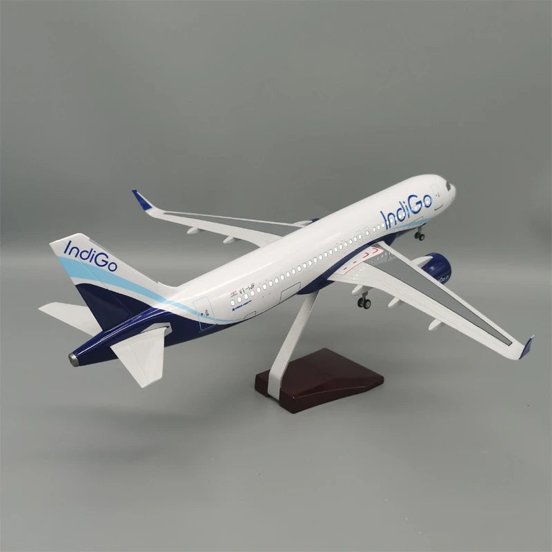 47cm Collectible Aircraft Indigo A320 Diecast Resin Airplane Model Kit With Stand  For Adult Aviation Gift Or Collection Display