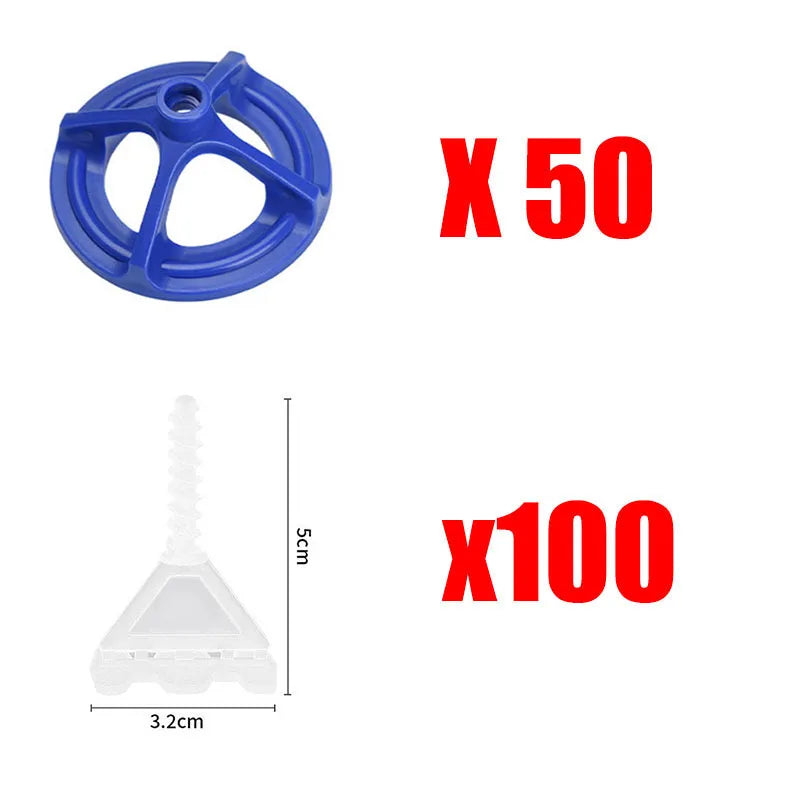 50-600pcs Spiral Ceramic Tile Leveling System Tile Leveler Spacer Baseplates for Tile Laying Wall Floor Fixing Construction Tool
