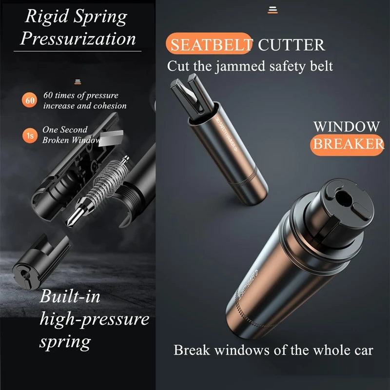 2 In 1 Car Safety Hammer Emergency Glass Breaker Cut The Seat Belt High Hardness Tungsten Steel Rescue Tool Auto Accessories