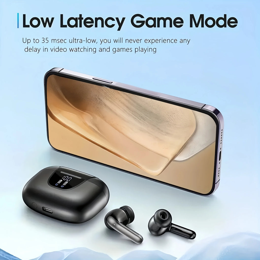Wireless Bluetooth earphones, intelligent noise cancelling microphone, 48H battery life, heavy bass wireless earphones