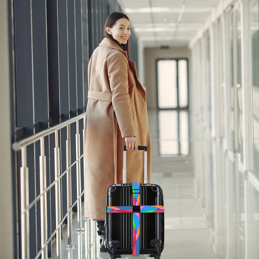 New Colorful Straight Shaped Luggage Straps for Suitcase, Polyester Luggage Belt with Adjustable Release Buckle Travel Accessory