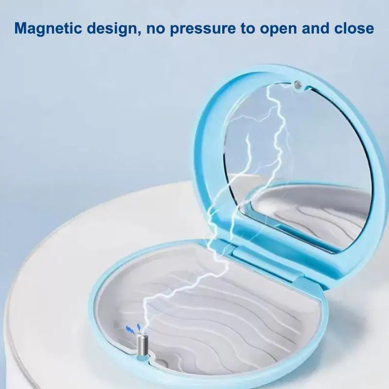 Dental Invisible Bracess Retainer Case Magnetic Portable Mouth Guard Denture Storage Box Tooth Case With Mirror Travel