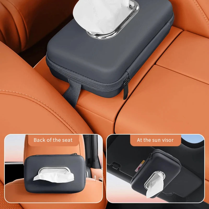Car Mounted Armrest Box High-end Storage Decoration Sanitary Paper Box Seat Back Car Mounted Tissue Car Sun Visor Tissue Box