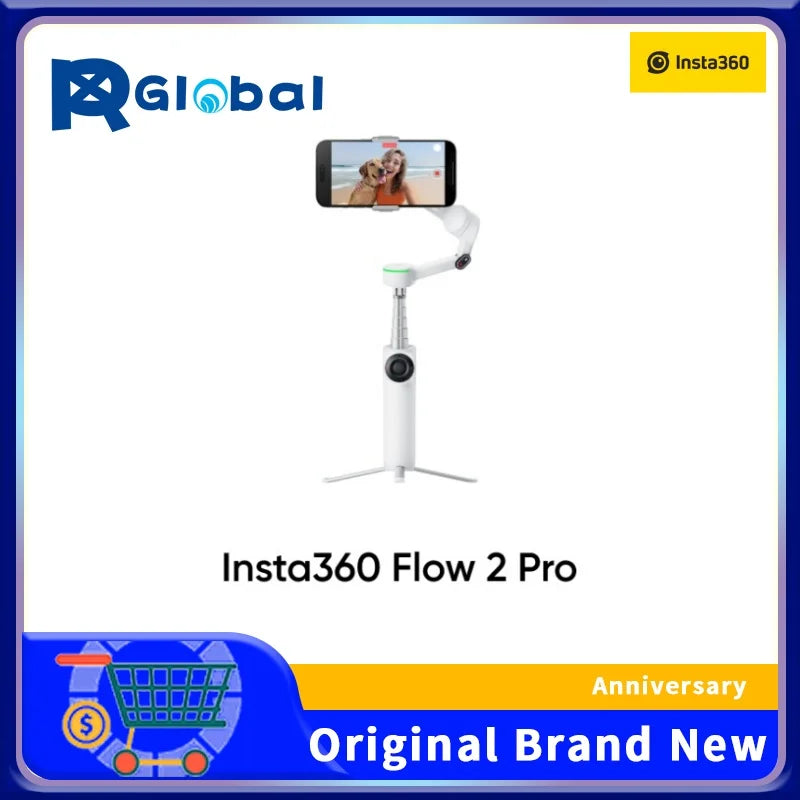 Insta360 Flow 2 Pro - Foldable AI Phone Gimbal, Tracked in 200+ Apps with Apple DockKit, Original，Multi-Person Tracking